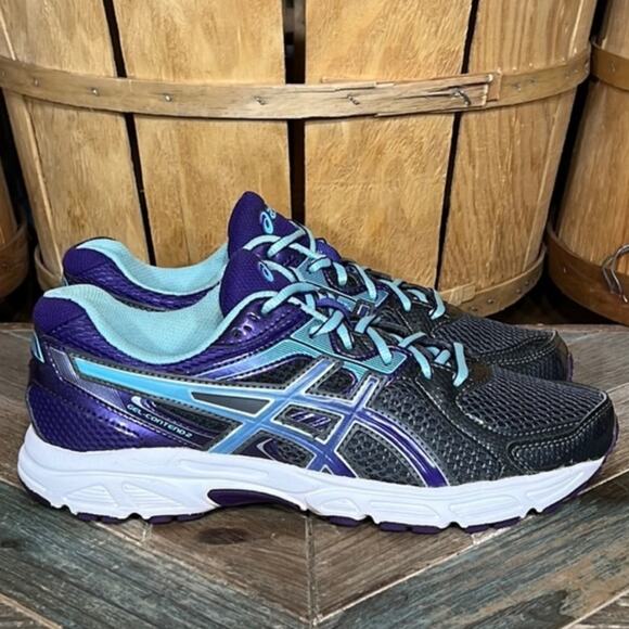 Asics Gel-Contend 2 Gray Purple Green Running Shoes Womens Size 7.5 EU 39 - Picture 1 of 11
